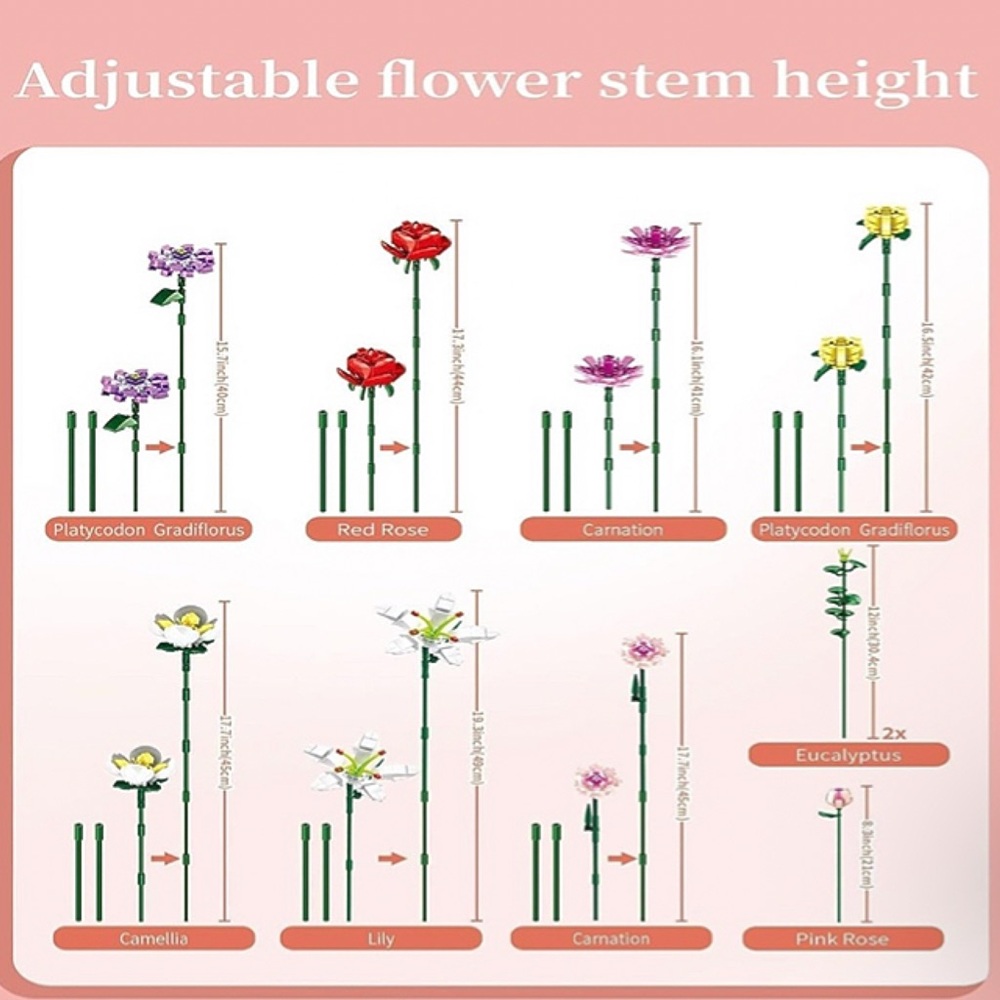 Lego Like Flower Bouquet w/Vase  Building Kit NIP - Picture 6 of 6